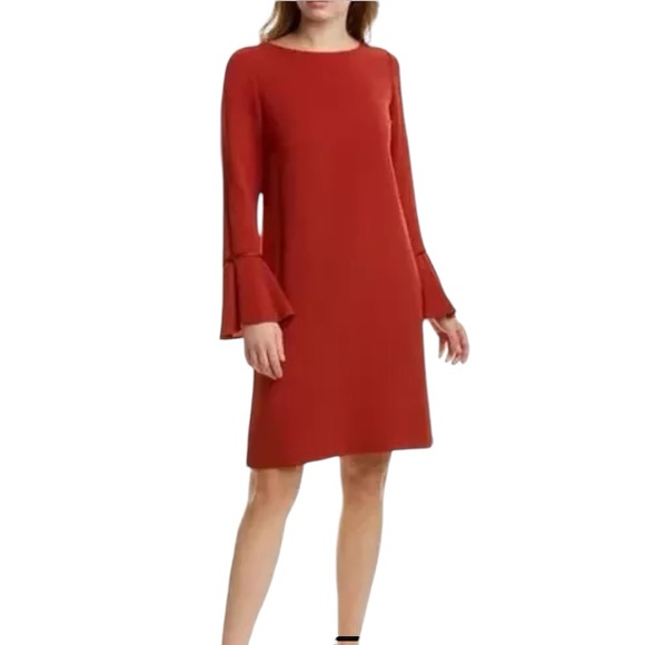 LAFAYETTE 148 NEW YORK JORIE SLIT FLARE SLEEVE SAFFRON MIDI DRESS SIZE 6 NWT